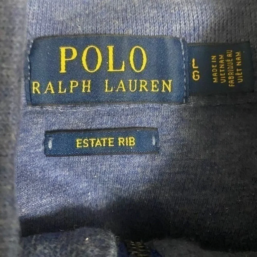 Polo Ralph Lauren Quarter Zip Pullover Mens L Blue Old Money Estate Rib Sweater